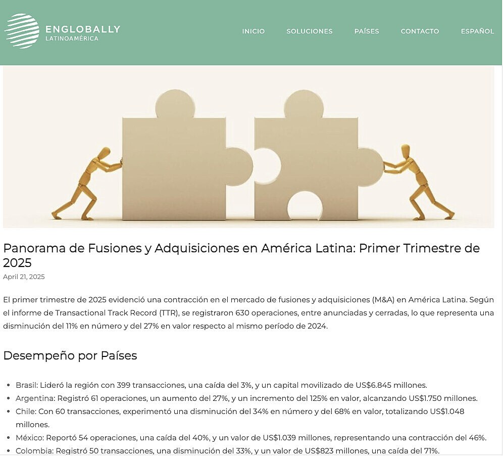 Panorama de Fusiones y Adquisiciones en Amrica Latina: Primer Trimestre de 2025